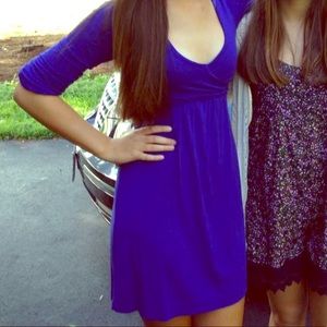 Purple-blue long-sleeve dress